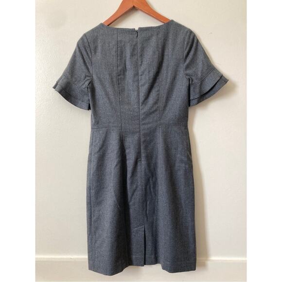 Italian Flannel Dress Talbots Ruffle Sleeve Shift Dress Gray Size 4P - Picture 2 of 10